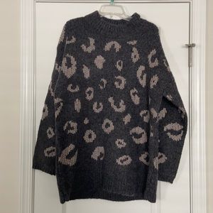 Animal print tunic sweater